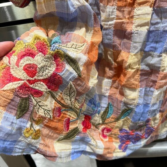 Johnny Was Workshop Petunia Square Neck Park Blouse Boho Chic W18823 - Picture 4 of 11